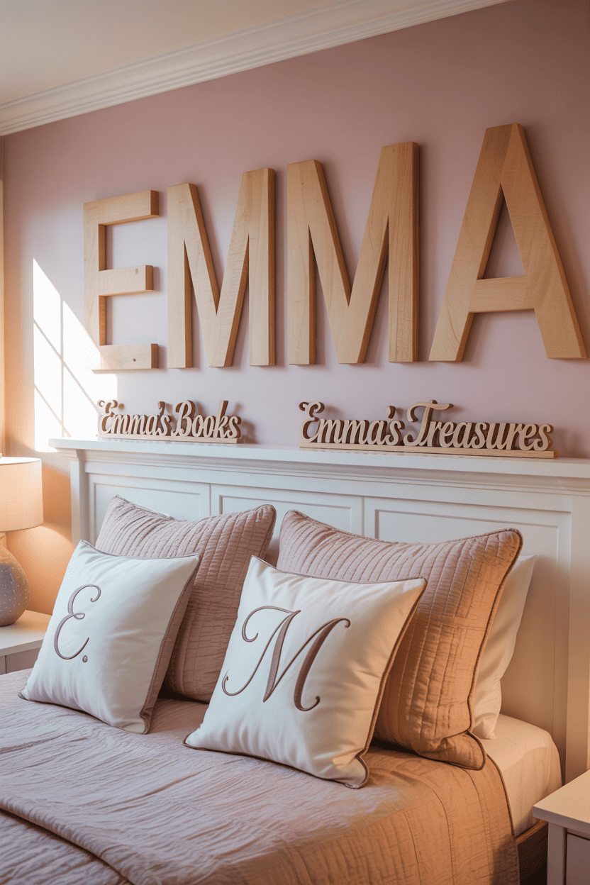 Personaliserte detaljer med jentas navn