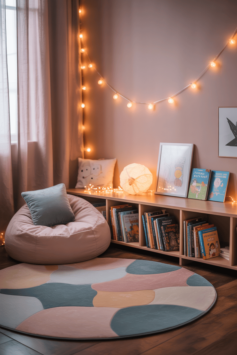 En koselig lesekrok med puter og lys