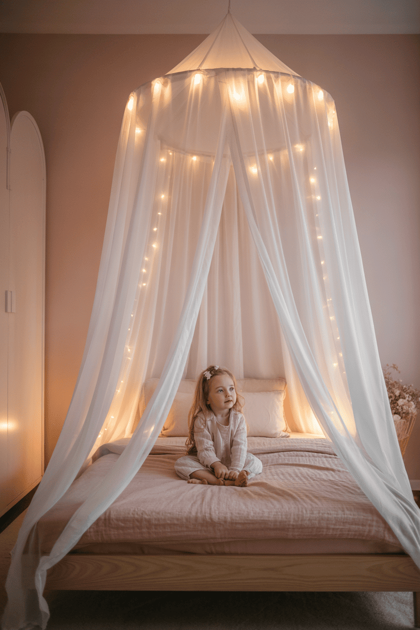 En himmelseng med baldakin