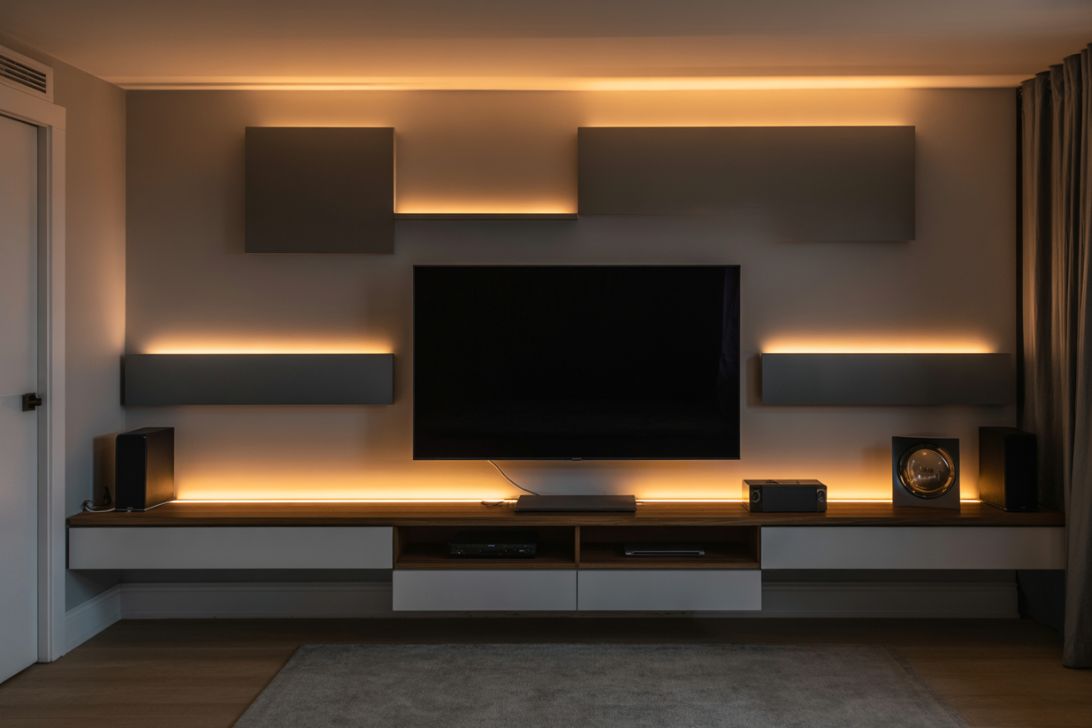 Aksentbelysning bak TV