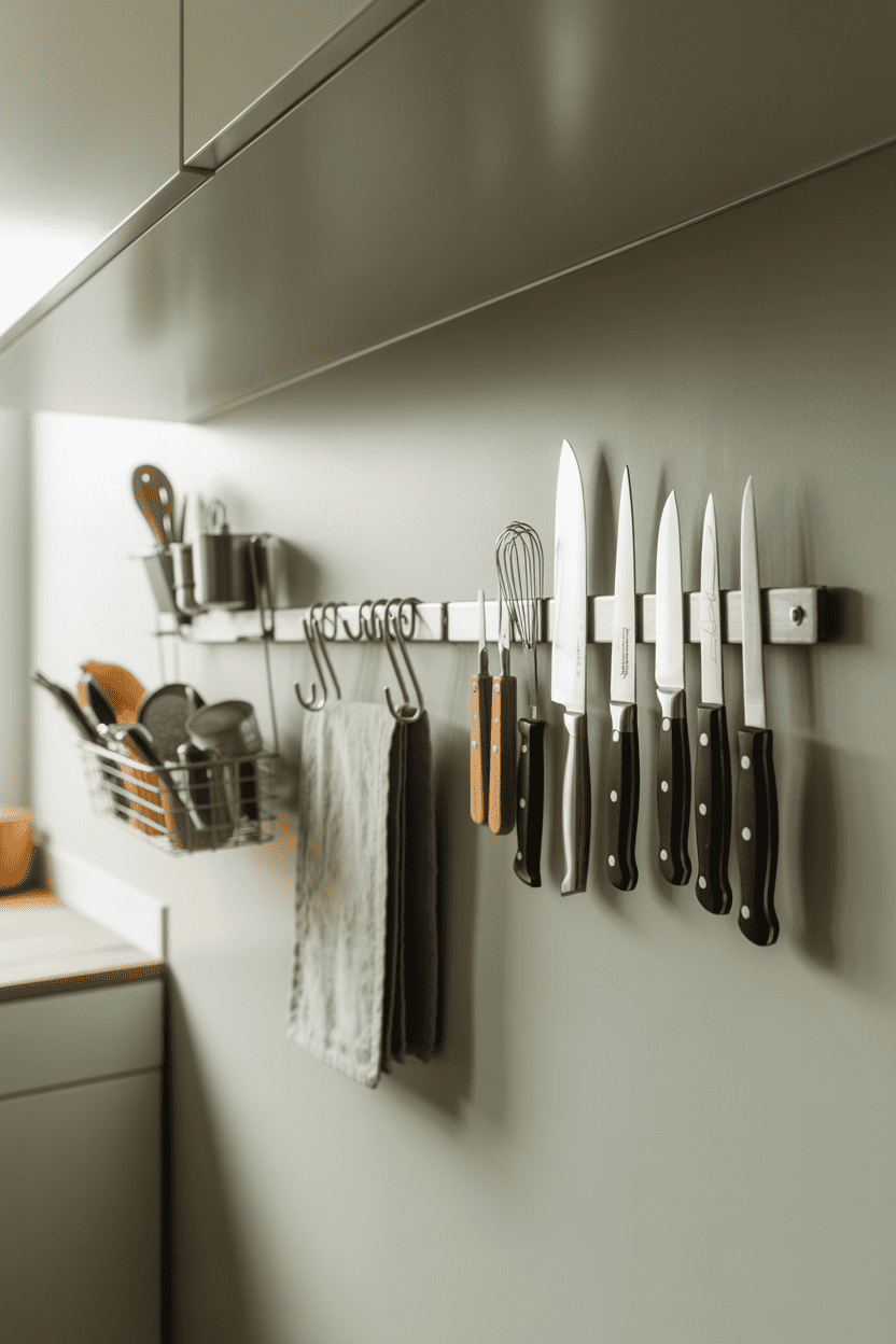 Bruk magnetstripe og hengende oppbevaring