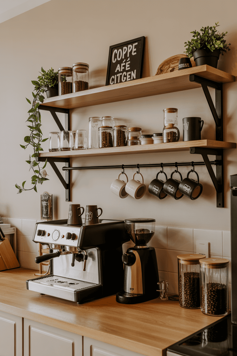 En dedikert kaffehylle med stil