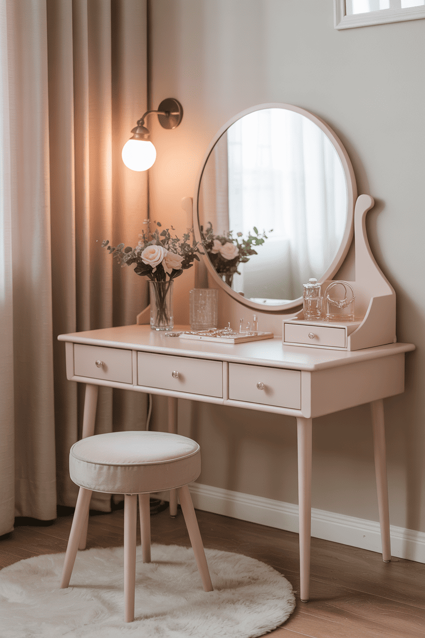 Et lite sminkebord eller forfengelighetsbord