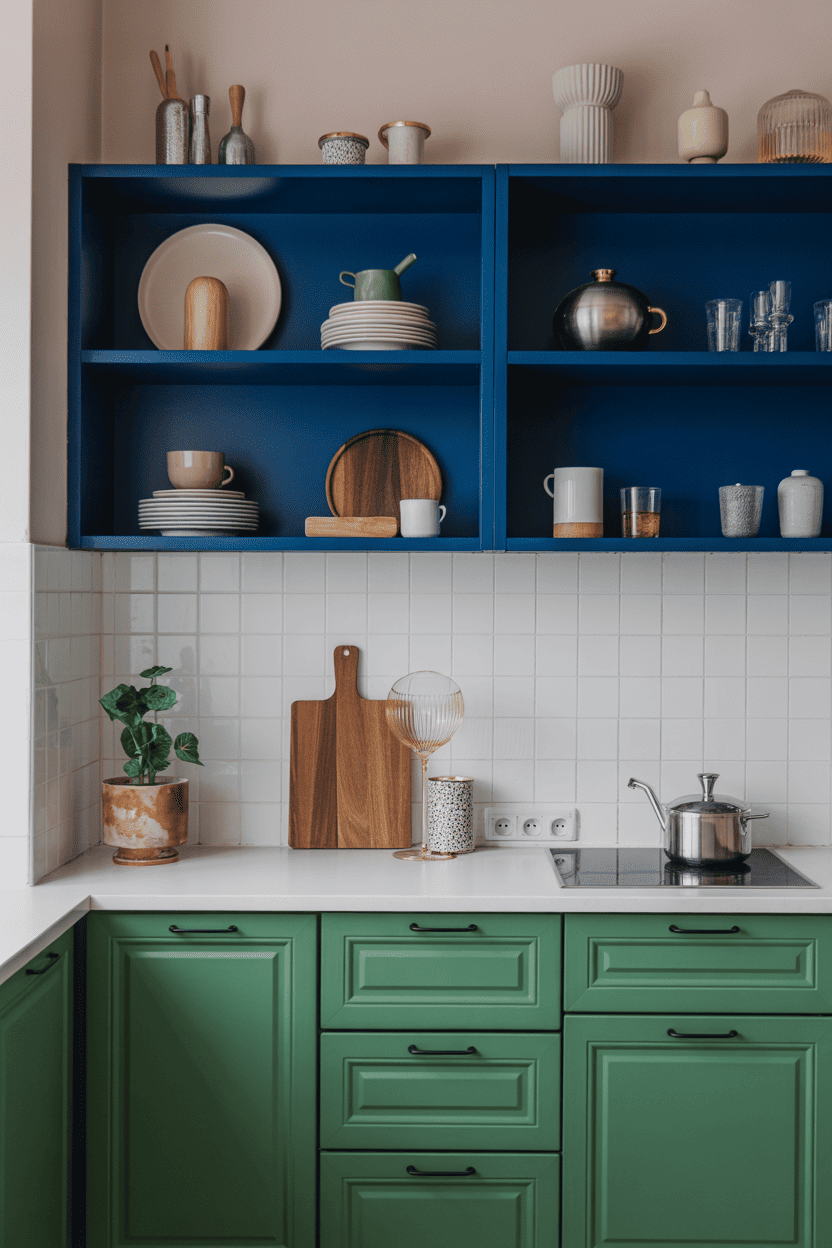 Fargerike hyller som dekorativt element