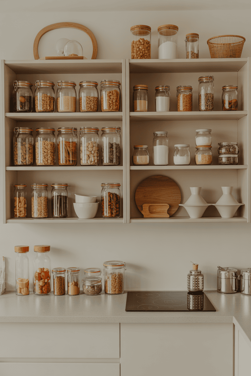Hyller med matchende oppbevaring for et ryddig uttrykk