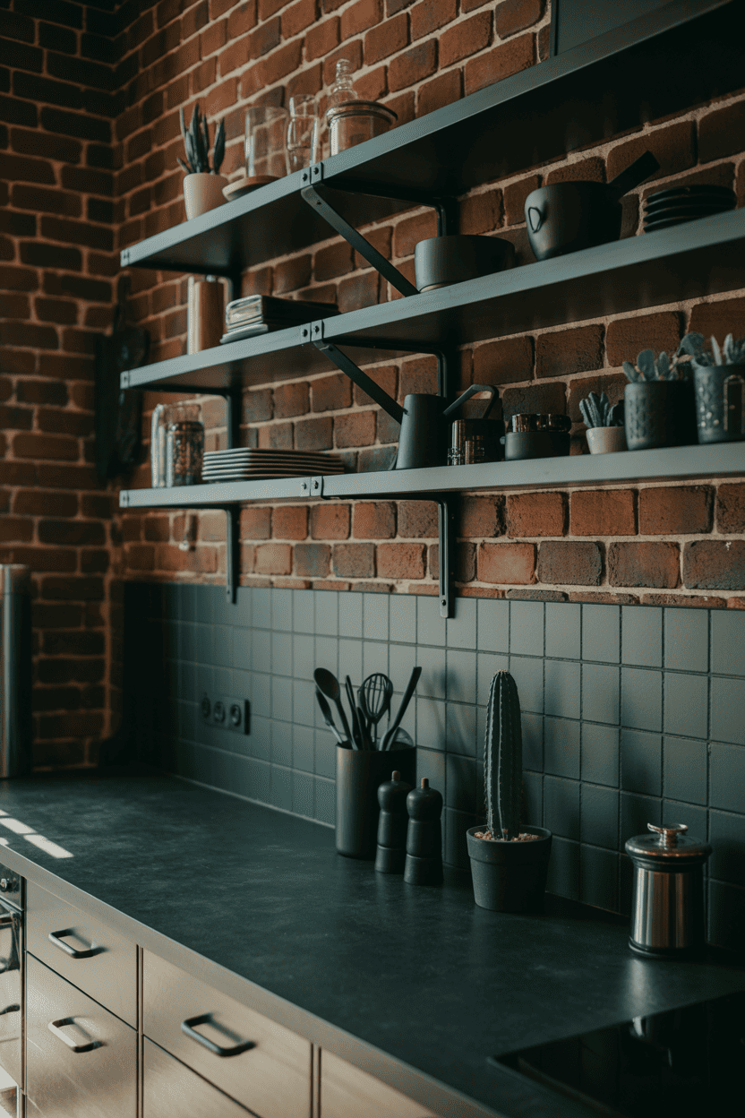 Industrielle metallhyller for urban karakter