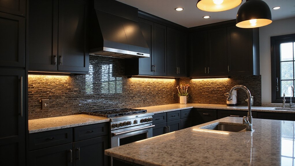 Mørke kjøkkenoppussinger ved hjelp av lys
