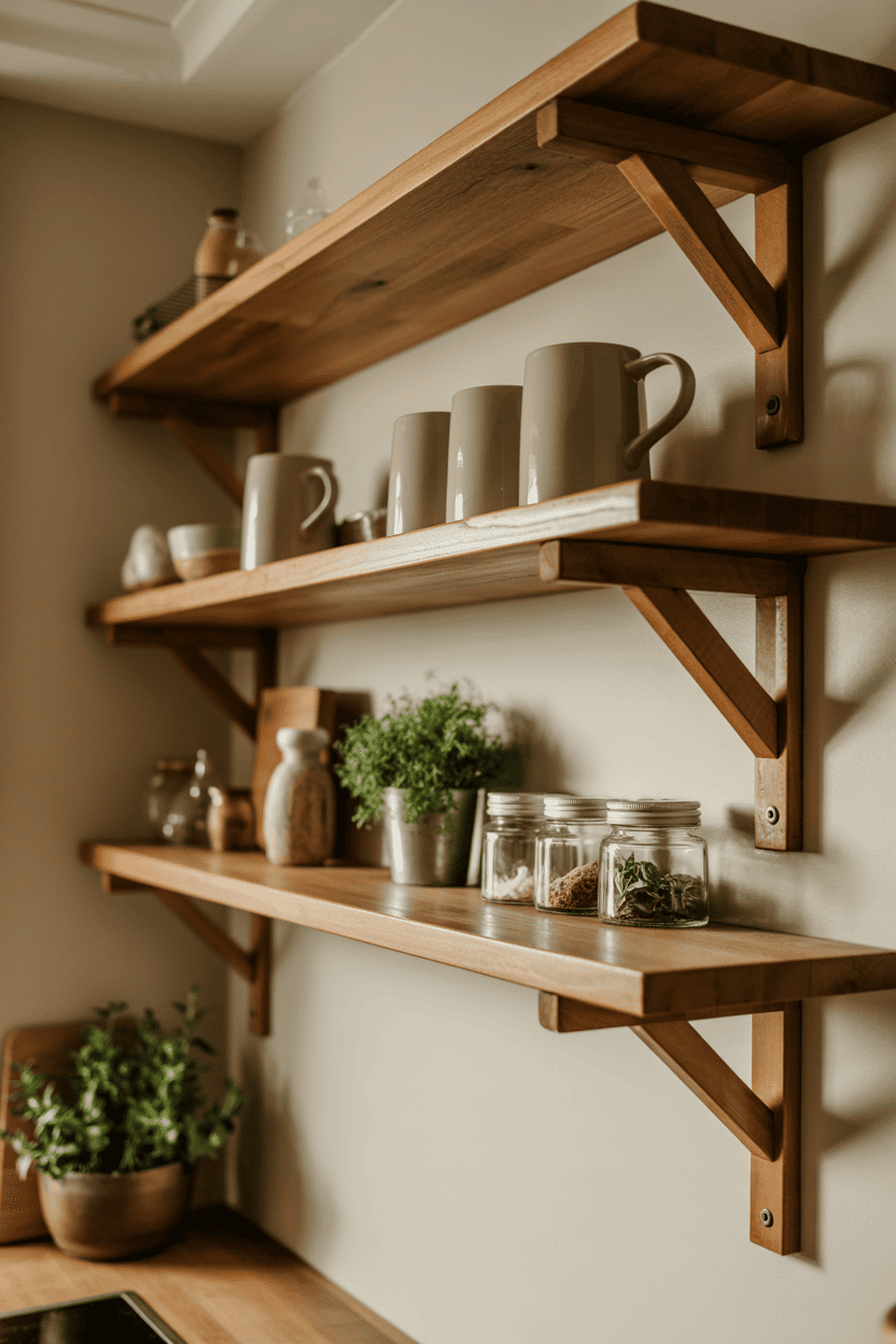 Rustikke trehyller for landlig sjarm