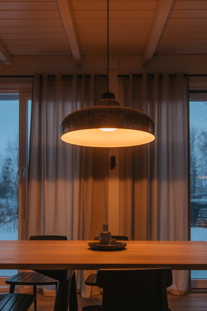 Store takpendler over spisebordet