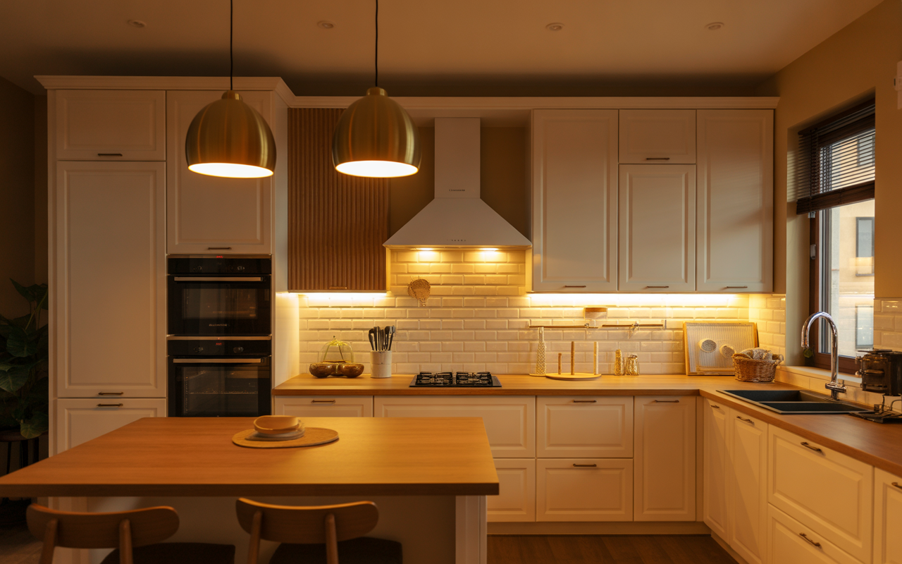 Varm messingbelysning for koselige tradisjonelle rom